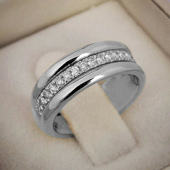 Jewelry - *New Unisex 6MM Sterling Silver Diamond Band Ring, cute Ring, shiny Ring.